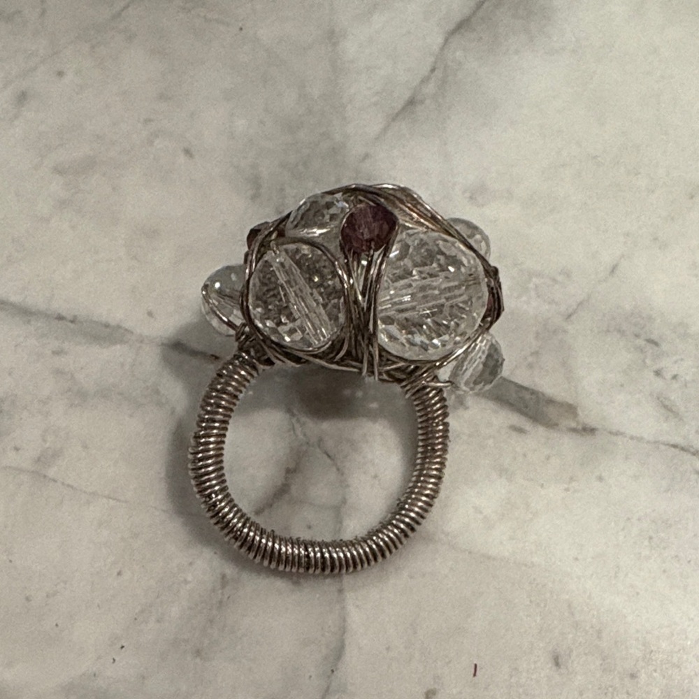 Elegant Silver and Crystal Ring Handmade - Picture 3 of 3